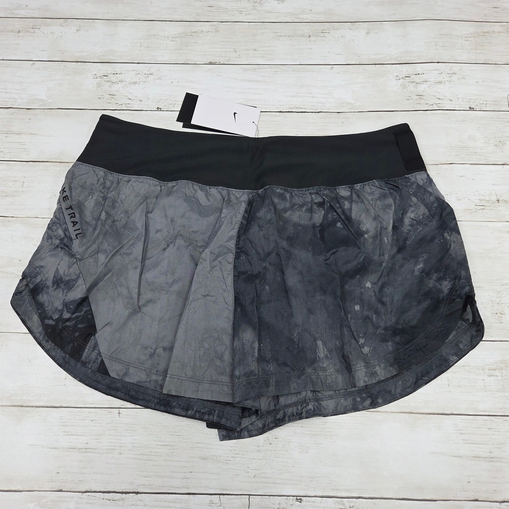Nike Running Shorts Women XL Black Grey Trail Repel Tie Dye Loose Fit FN2647-010